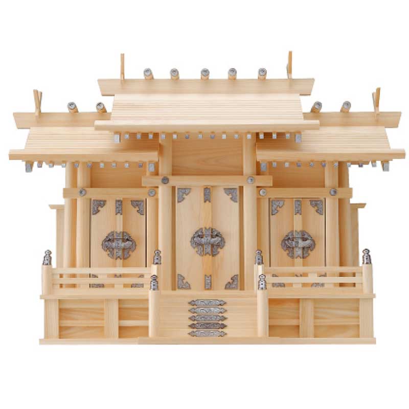 神棚　屋根違い　三社シルバー　大