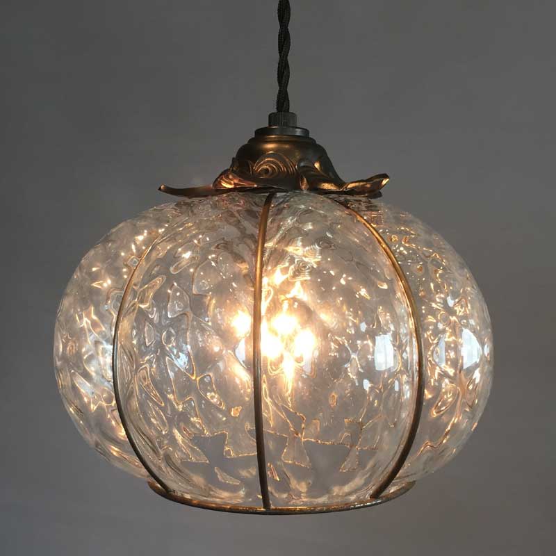 ムラノガラスクリア1灯ペンダント照明　イタリア製