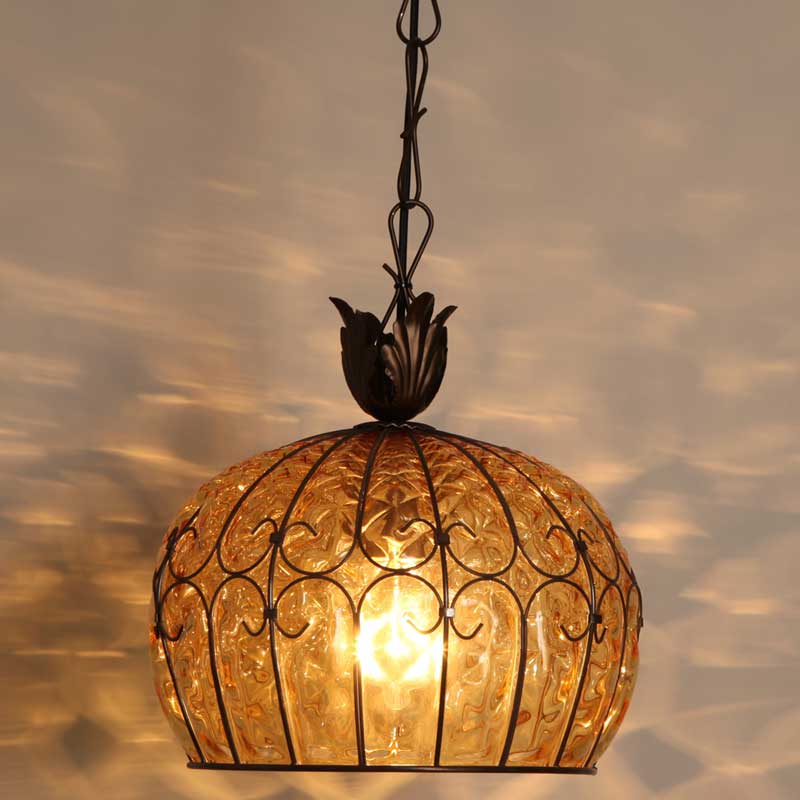 ムラノガラスアンバー1灯ペンダント照明　イタリア製