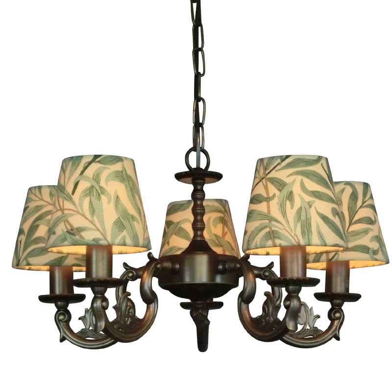 ウィリアムモリスの生地を使用して作成した5灯シャンデリア