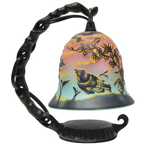 手造り宙吹きガラスミニランプ　さえずり　ガラス工芸作家作品　送料無料