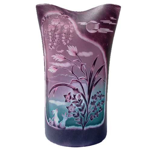 手造り宙吹きガラスミニランプ　月うさぎ