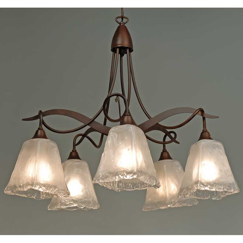 ベネチアンガラス使用した5灯シャンデリア照明　イタリア製