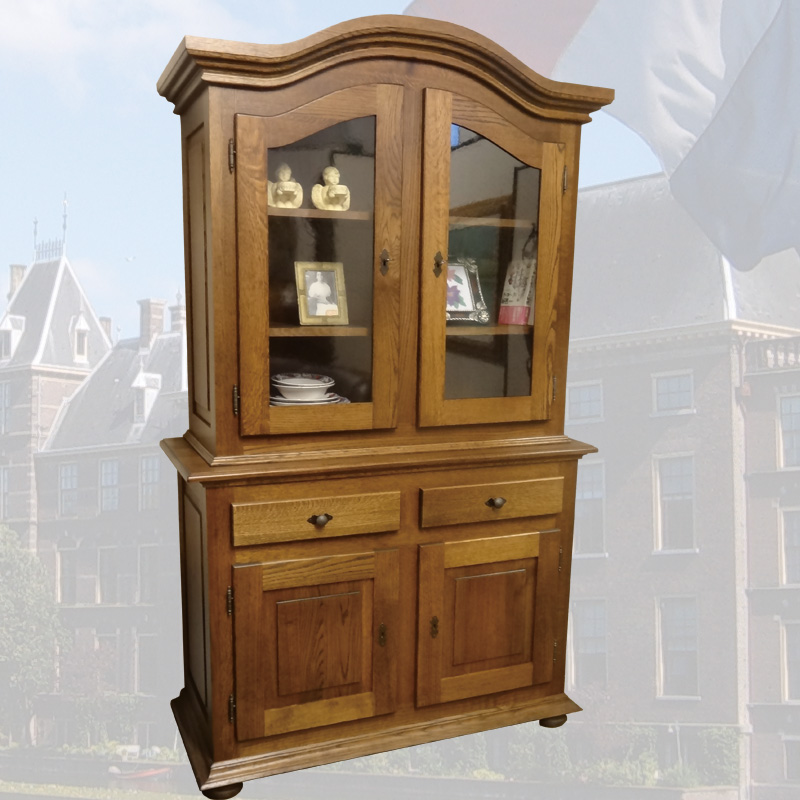 オランダ製2Dグラスキャビネット-側面板もオーク無垢材