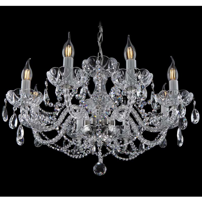8灯ボヘミアンクリスタルシャンデリア　チェコ製　スワロフスキースペクトラ