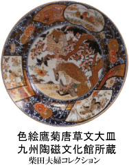 色絵鷹菊唐草文大皿