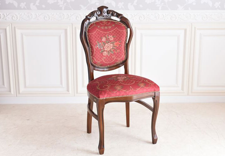 ルネッサンスイタリアの高級ファブリックダイニングチェアの前面写真