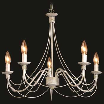 アイアン白金色5灯シャンデリア