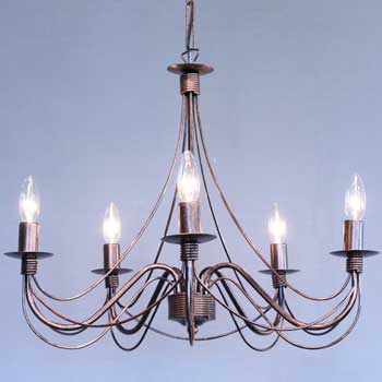 アイアン銅褐色5灯シャンデリア