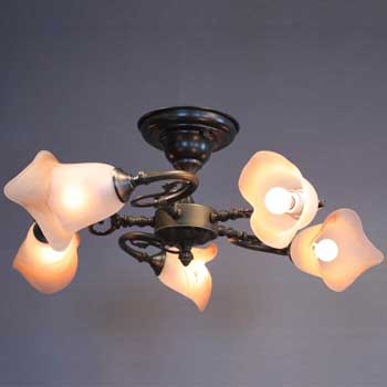 イタリア製ガラス5灯シャンデリア