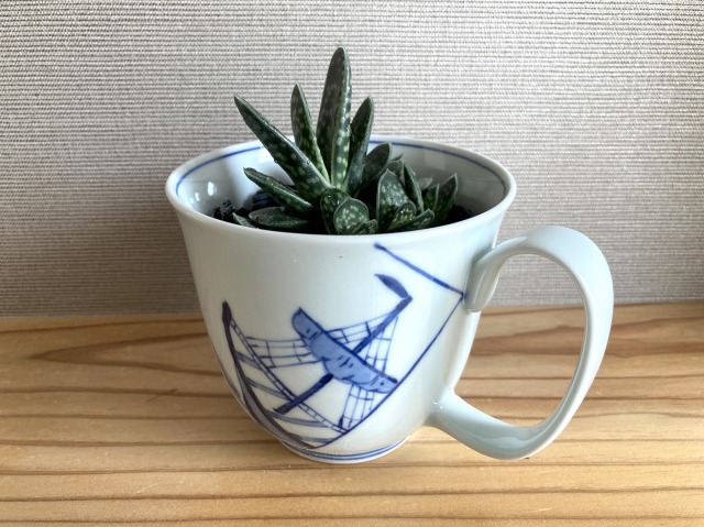マグカップと多肉の写真