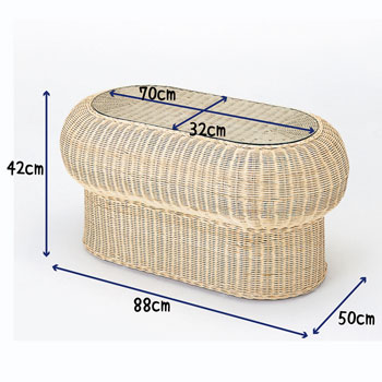 ラタンテーブルの詳細寸法