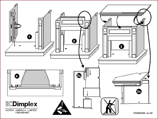 暖炉棚の組立詳細図
