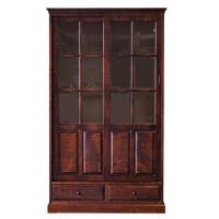 カバ材使用の素敵な105cm幅書棚(引き違い戸)　北海シリーズ