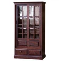 カバ材使用の素敵な80cm幅書棚(引き違い戸)　北海シリーズ