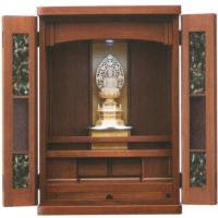 ステンドフィルム加工張りの国産インテリア仏壇-カトレア上置きDX(家具調仏壇)