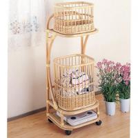 スリムな籐ランドリーバスケットスタンド　ラタン・籐家具　【送料無料】