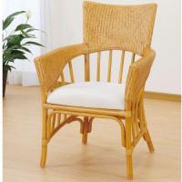 籐の丸芯を多く使った丈夫な籐ダイニングチェア(アーム付き)　ラタン・籐家具