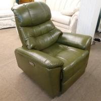 牛革のなめらかな質感の高級電動リクライナー-グリーン