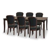 180cm幅猫脚ダイニングテーブル7点セット(チェアL:BK張地)　ベネチア　逆輸入家具