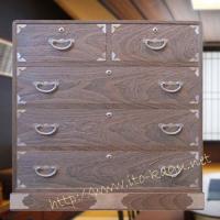 総桐3-2杢チェスト　焼桐仕上げ