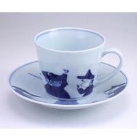異人群そば型コーヒー碗皿  有田焼　青花
