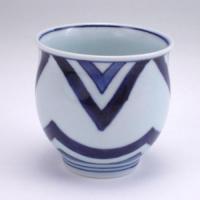 江戸紋反大湯呑　青花　有田焼