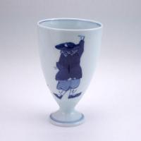 三人異人フリーカップ(中　青花　有田焼