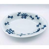 草花異人たまご型カレー皿　青花　有田焼
