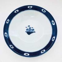 渕濃帆船反スープ皿　青花　有田焼