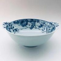 草花耳付丼(大) 　青花　有田焼