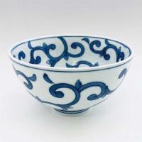 唐草5寸深丼　青花　有田焼