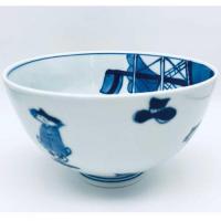 異人づくし5寸深丼　青花　有田焼