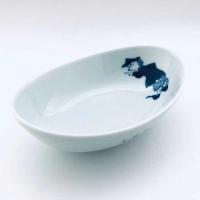紅毛人楕円小鉢青花　有田焼