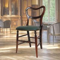 高級マホガニー材で作られたバルーンバックチェア(グリーン)　2脚セット【輸入家具】