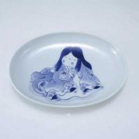 かぐや姫小判銘々皿　青花　有田焼