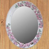 有田焼のミラー(カガミ)　染錦桜絵鏡　400×510