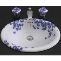 有田焼の楕円型洗面ボウル　染付ツタ絵楕円型