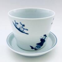 異人づくしフラワーポット　有田焼　青花