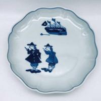 クラシックシリーズ 二人異人八方割5寸皿　青花　有田焼