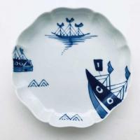 クラシックシリーズ オランダ船八方割5寸皿　青花　有田焼