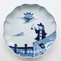 クラシックシリーズ 便り異人八方割5寸皿　青花　有田焼