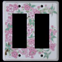 有田焼スイッチカバー(スイッチプレート)　6ッ穴　染錦桜絵