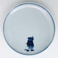 カール紅毛人丸銘々皿 　青花　有田焼