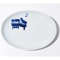 南蛮人音小判銘々皿 ピアノ　青花　有田焼