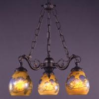 3灯シャンデリア照明　(木蓮)　ガレコレクション　輸入照明　送料無料