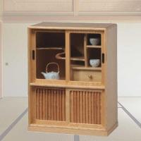 幅52cmとよりコンパクトに仕上げた栓無垢材使用の木地色和茶棚　白百合DX