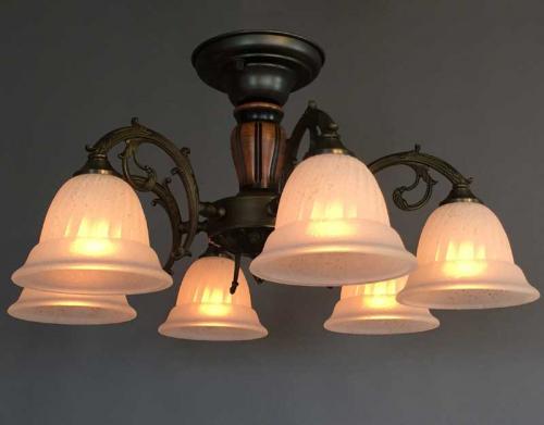 イタリア製のガラスの6灯シーリングシャンデリア照明