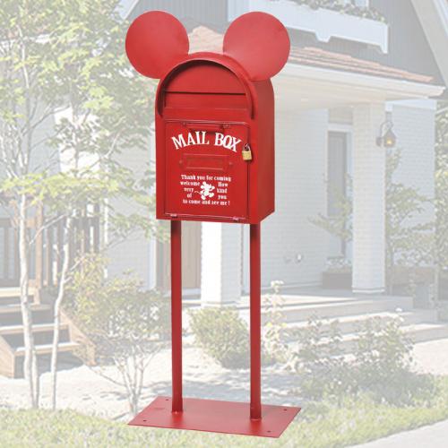 ミッキーの大きな耳が印象的なとてもおしゃれな赤色郵便ポスト　ヴィンテージミッキー　送料無料