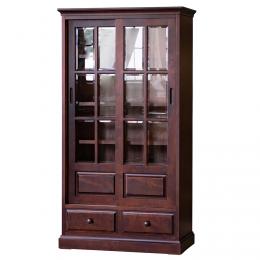 カバ材使用の素敵な80cm幅書棚(引き違い戸)　北海シリーズ